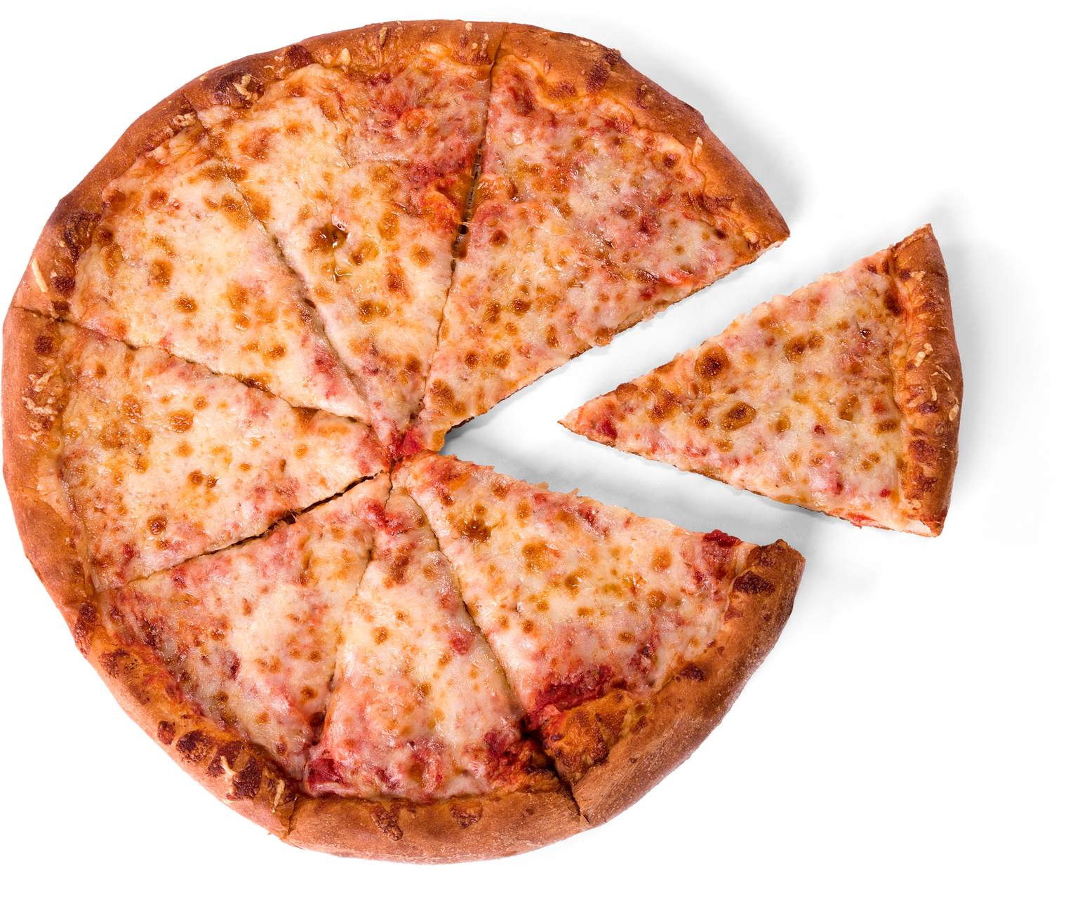 Pizza With Cheese With One Slice Separated - Isolated